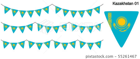 Garland of Kazakhstan flag vector data (bunting garland) Garland of Kazakhstan flag vector data (bunting garland) 55261467