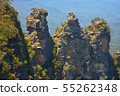 The Three Sisters rock formation in the Blue The Three Sisters rock formation in the Blue 55262348