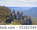 The Three Sisters rock formation in the Blue The Three Sisters rock formation in the Blue 55262349