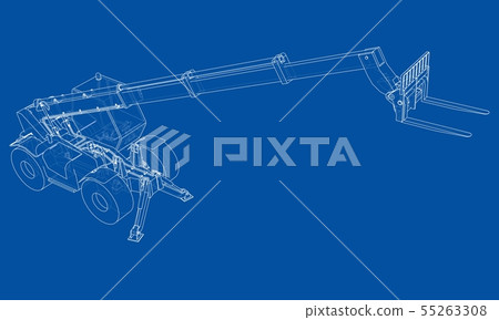 Forklift concept. Vector rendering of 3d Forklift concept. Vector rendering of 3d 55263308
