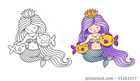 Mermaid with purple gradient hair. 55263357