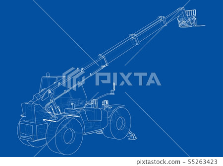 Forklift concept. Vector rendering of 3d Forklift concept. Vector rendering of 3d 55263423