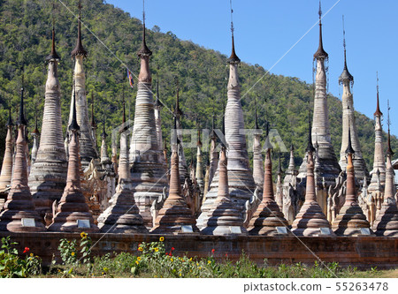 Shwe Inn Thein Paya, Indein, Nyaungshwe , Inle Lake,Shan state, Myanmar .Burma . Weather-beaten Shwe Inn Thein Paya, Indein, Nyaungshwe , Inle Lake,Shan state, Myanmar .Burma . Weather-beaten 55263478