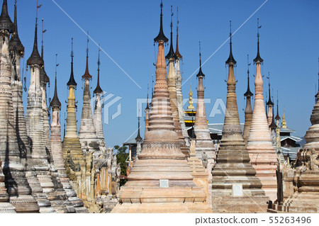 Shwe Inn Thein Paya, Indein, Nyaungshwe , Inle Lake,Shan state, Myanmar .Burma . Weather-beaten 55263496