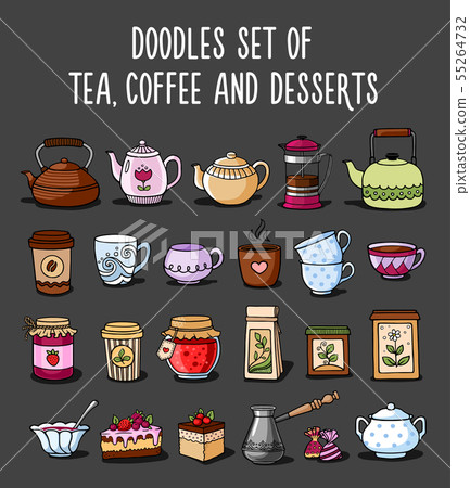 Doodle collection of colored stickers. Doodle collection of colored stickers. 55264732