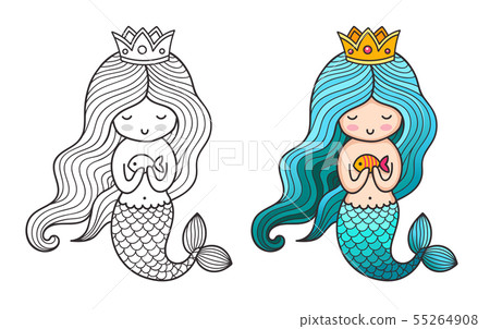 Princess mermaid. Cute cartoon character. 55264908