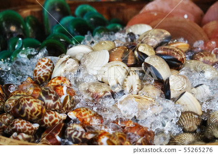 Fresh seafood on street food can be seen in 55265276