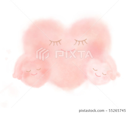 Cute heart watercolor parent and child Cute heart watercolor parent and child 55265745