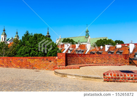Warsaw, Poland wall of Barbakan and cityscape Warsaw, Poland wall of Barbakan and cityscape 55265872