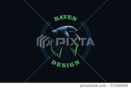Flying raven in minimalist style 55266009