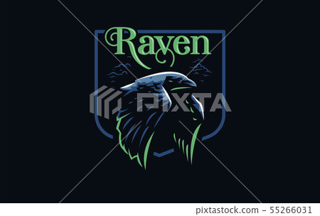Flying raven in minimalist style 55266031
