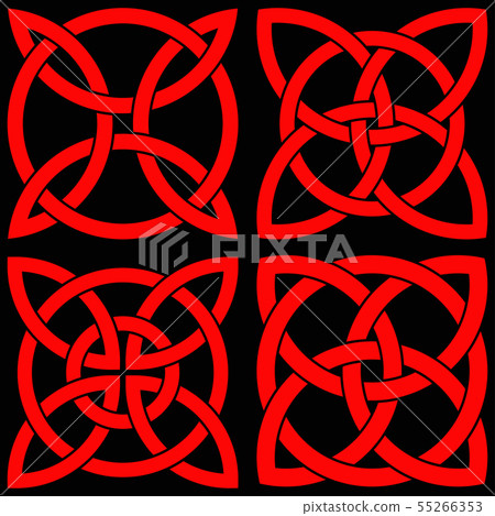 Set of celtic shamrock knot in circle. Symbol of Set of celtic shamrock knot in circle. Symbol of 55266353