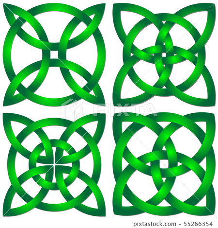 Set of celtic shamrock knot in circle. Symbol of Set of celtic shamrock knot in circle. Symbol of 55266354