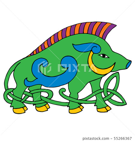 Ancient irish mythological totem. Wild boar with 55266367