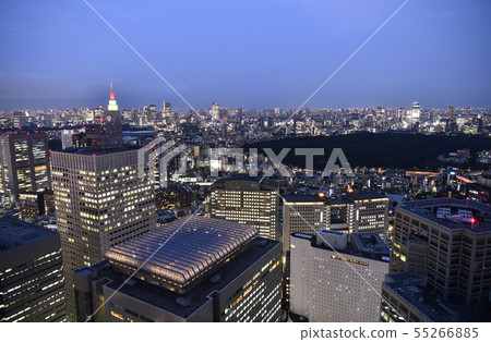 東京城市景觀在日本新國家體育場,東京鐵塔,澀谷等。·東京奧運會還剩1年7月24日拍攝 東京城市景觀在日本新國家體育場,東京鐵塔,澀谷等。·東京奧運會還剩1年7月24日拍攝 55266885