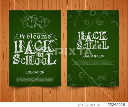 Back to school banner on wood background, vector i Back to school banner on wood background, vector i 55266916