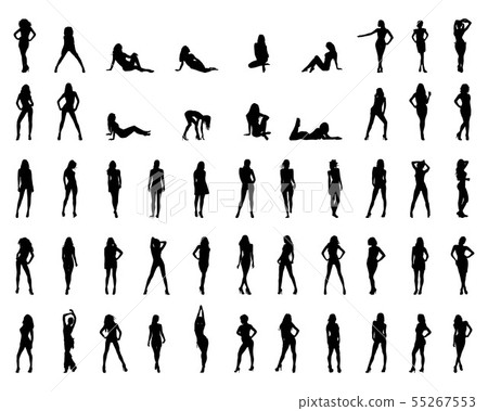 Black silhouettes of beautiful girls  55267553