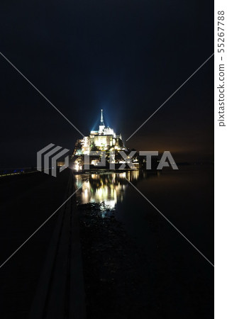 Night view of the world heritage site Mont Saint Michel (Mont-St-Michel of World heritage) 55267788