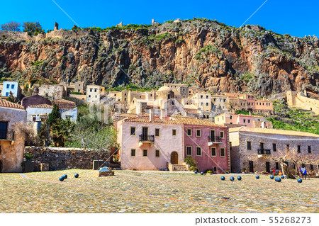 Monemvasia old houses view in Peloponnese, Greece 55268273