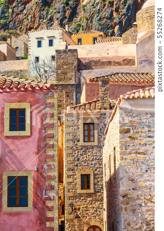 Monemvasia old houses view in Peloponnese, Greece 55268274