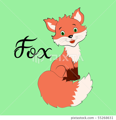 A smiling little fox with a lush tail. A cartoon A smiling little fox with a lush tail. A cartoon 55268631