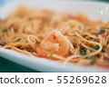 Close up of Spicy shrimp spaghetti. 55269628