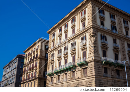 Beautiful facades of antique buildings in Naples Beautiful facades of antique buildings in Naples 55269904