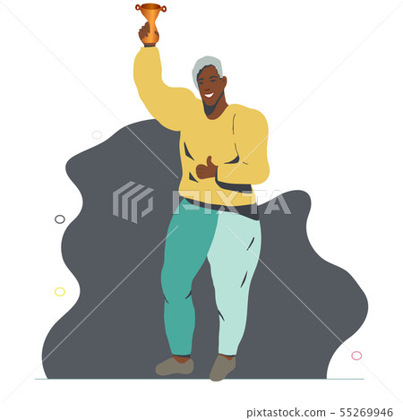 Happy african american man smiling celebrating win Happy african american man smiling celebrating win 55269946