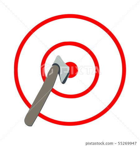 Axe in the target, red lines, white background. Axe in the target, red lines, white background. 55269947