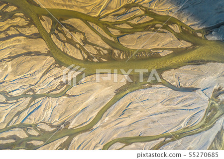 Aerial drone view of a huge riverbed Aerial drone view of a huge riverbed 55270685