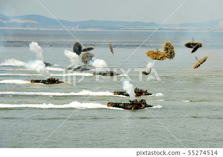 Korean Marine Corps landing armored vehicle in landing training Korean Marine Corps landing armored vehicle in landing training 55274514