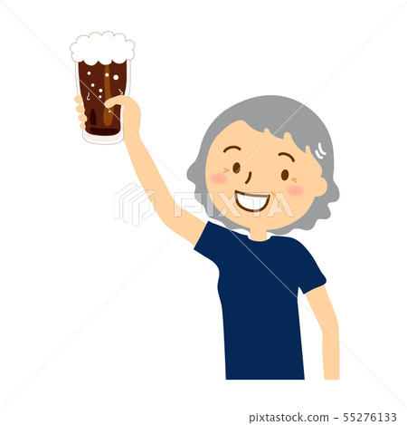 黑啤酒玻璃藍色T資深夫人 55276133