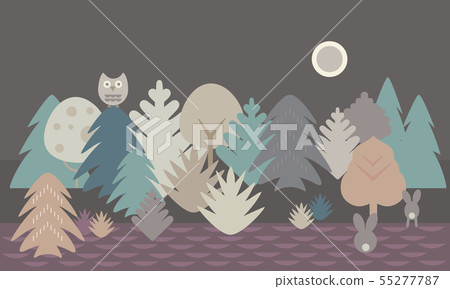 Simple flat design illustration of forest and Simple flat design illustration of forest and 55277787