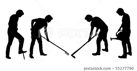 Set of realistic silhouettes of working farmer Set of realistic silhouettes of working farmer 55277790