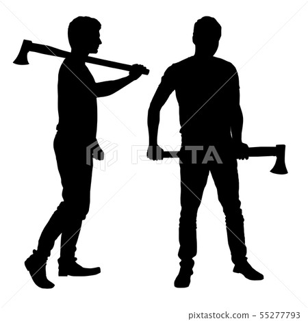 Set of realistic silhouettes of man - lumberjack Set of realistic silhouettes of man - lumberjack 55277793