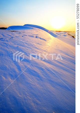 Tottori Sand Dune Snow Sunset 55278099