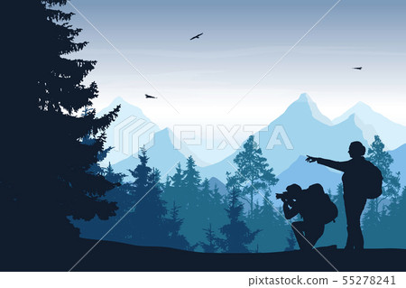 Vector illustration of mountain landscape with Vector illustration of mountain landscape with 55278241