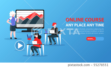 Online Education Horizontal Banner - Stock Illustration [55278551] - PIXTA