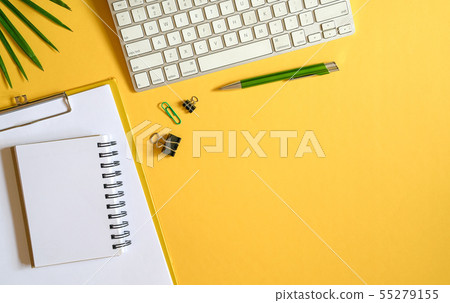 Office desk top view 55279155
