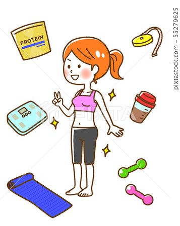 Woman who succeeded in dieting yoga beauty health 55279625