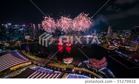 [Superb view] Night view and fireworks of Singapore 55279918