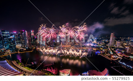 [Superb view] Night view and fireworks of Singapore 55279925