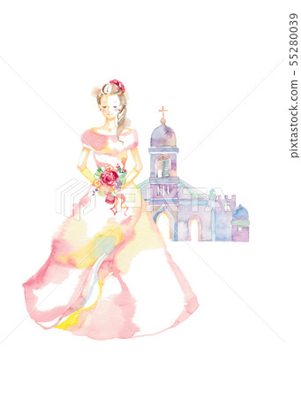 Pink dress and church 55280039
