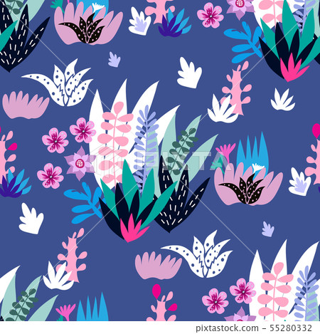Tropical flowers pattern2 55280332