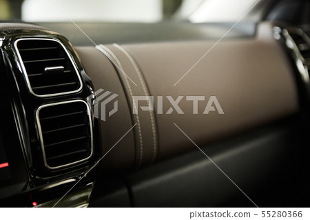 modern car interior with close-up of ventilation system holes and air conditioning. Concept 55280366