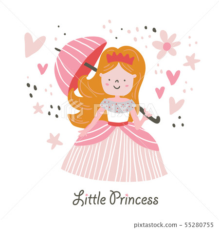 Vector beautiful blond hair princess with umbrella Vector beautiful blond hair princess with umbrella 55280755