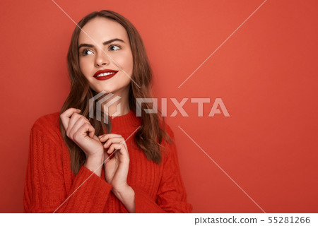 Happy fat female friends posing for camera in studio Happy fat female friends posing for camera in studio 55281266