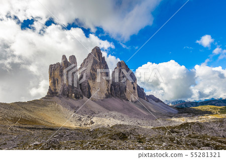 Three peaks. National Park Tre Cime di Lavaredo. 55281321