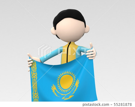 Kazakhstan athletes raising flags Kazakhstan athletes raising flags 55281878