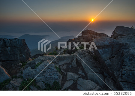 Beautiful sunrise and seafog in the early morning 55282095